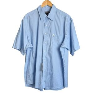 Club Room Men’s Blue Short Sleeve Button Up Shirt Size XL Regular Fit Neck 17.5
